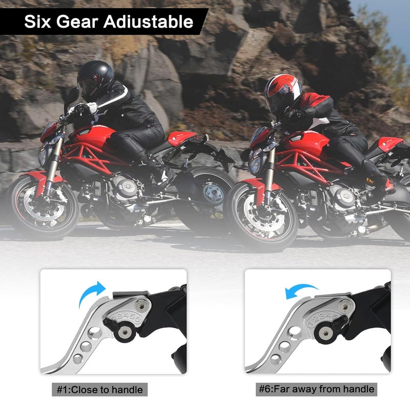 RIDLOG Universal CNC Motorcycle 7/8" 22mm Handlebar Brake Master Cylinder Clutch Lever, Dirt Bike Mini Bike Brake Lever, Brake and Clutch Lever Set Fit for Honda Kawasaki Suzuki Yamaha (Silver) - Image 2